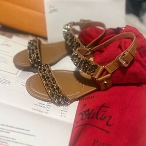 Christian Louboutin Tan Studded Sandals